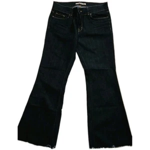 J Brand Denim Bell BottomeJeans Size 31 Dark Wash Style Mid Rise Raw Hem Women's - Picture 1 of 9