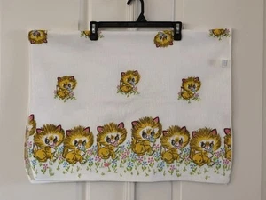 Vintage 60’ Baby Care Receiving Blanket 30 X 40 Yellow Kittens Cotton Used - Picture 1 of 7