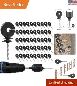 Eficientes aisladores de valla eléctricos negros: paquete de 50 y herramientas - diseño resistente a la intemperie - Imagen 1 de 10