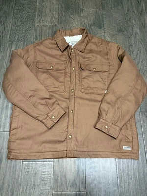 Marmot Mountain Works Brown Flannel Shirt Jacket Mens XXL Sherpa Lined $150 - Image 1 of 4