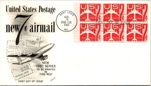 GOLDPATH: US AIRMAIL 1960 SAINT LOUIS,MO.BLK6.FDC.NEW 7C AM POSTAGE CV787_P17 - Picture 1 of 2