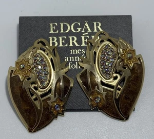 Pendientes de colección años 90 Edgar Berebi perforados poste nuevo con etiquetas nuevos firmados Art Deco - Imagen 1 de 8