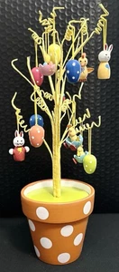 **Rare** Vintage World Market Easter Tabletop Tree w/Wood Mini Ornaments - Picture 1 of 4