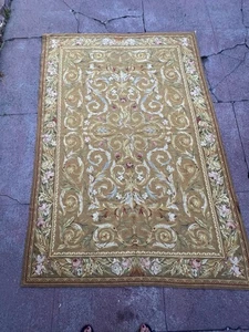 Vintage Aubusson Teppich Handgefertigt Französischer Teppich Nadelspitze Rug 6x9 ft - Bild 1 von 14