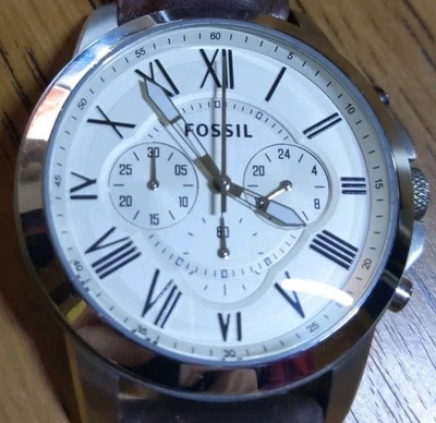 RELOJ HOMBRE FOSSIL GRANT CRONÓGRAFO ESFERA CREMA CORREA CUERO MARRÓN FS4735 Foto 1 de 4