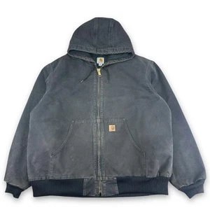 Vintage Carhartt J130 BLK Hooded Active Jacket, Black, XL (CB728) - Picture 1 of 7