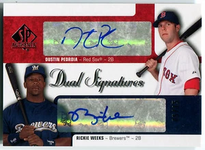 2009 Upper Deck SP Authentic DUSTIN PEDROIA RICKIE WEEKS Dual Signatures Auto 15 - Picture 1 of 1