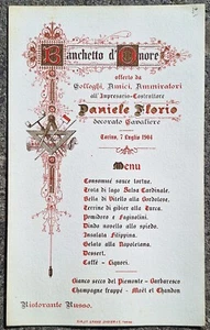 MENU MASSONERIA - Florio - TORINO - 7 luglio 1904 - DIDIER - Ristorante Russo - Bild 1 von 1