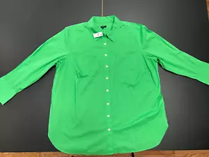 NWT Talbots Kelly Green Button Down 100% Cotton Long Sleeve Women's Size 3XL - Picture 1 of 9