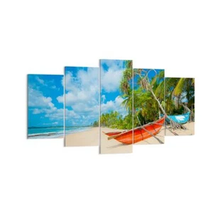 Wandbilder 160x85cm 5 tlg Leinwandbild Golf Ozean Palme Boot XXL Bilder - Bild 1 von 10