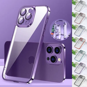 Per iPhone 16 15 14 13 12 11 Pro Max 8 XS Custodia Trasparente Slim Cover + Protezione Obiettivo - Foto 1 di 88