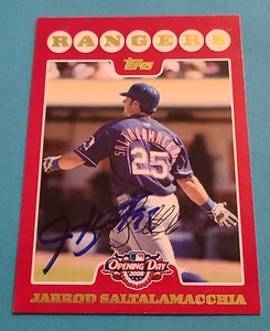 Jarrod Saltalamacchia Firmado 2008 Topps Día Inaugural #173 Rangers Autógrafo Automático - Imagen 1 de 3
