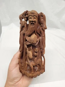 Chinese Carved Wood Figurine /  Chinese Wise Man Statue 7 Inch  # 5073 - Picture 1 of 23
