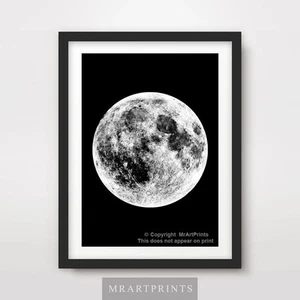 LUNA LLENA Cartel Impreso Artístico Decoración del Hogar A4 A3 A2 Luna Lunar Cielo Nocturno Estrellas Espacio - Imagen 1 de 4