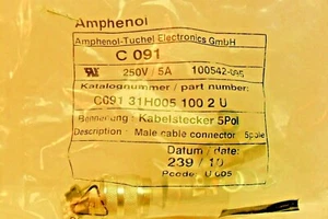 AMPHENOL C091 31HOO5 100 2U Factory Sealed Bag  - Picture 1 of 3