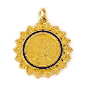 14K Gold Goddess Athena Coin Pendant, Greek Handmade Jewelry, Ancient Greek - Picture 1 of 11