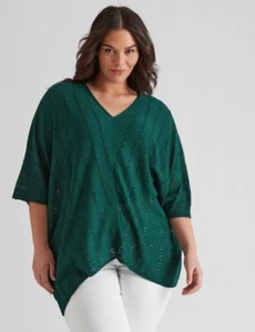 Autograph Plus Size XS Knitwear Elbow Sleeve Light Jumper Top Forest Green NWT - Picture 1 of 13