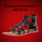 Womens Size 8.5 Black Flat Gladiator Sandals Open Toe