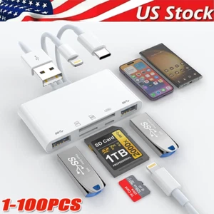 5 in 1 Memory Card Reader USB 3.0 OTG Adapter SD Card Reader For iPhone/iPad LOT - Picture 1 of 17