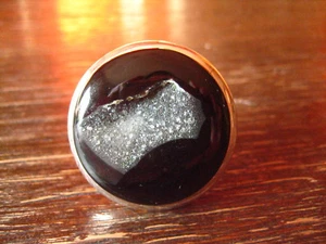 prächtiger Designer Statement Ring Onyx Druse 925er Silber schwarz rund Unikat - Picture 1 of 4