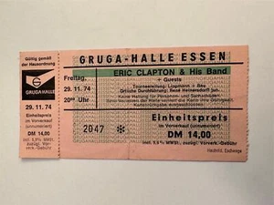 Boleto de concierto original Eric Clapton & Band 29 de noviembre de 1974 Grugahalle Essen, Alemania - Imagen 1 de 3