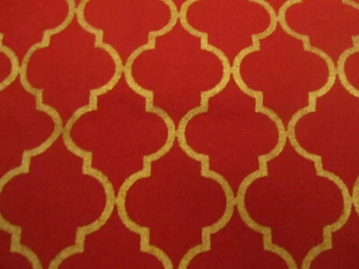 Cotton Fabric Red Gold Quatrefoils Pattern  For Moda 1yd x 44 #32985 - Image 1 of 4