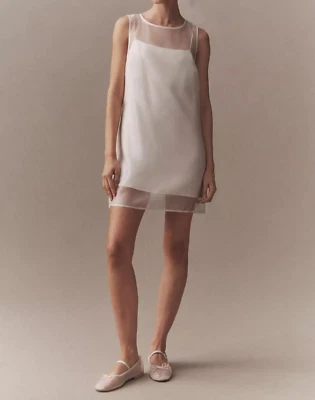 Mini Vestido de Novia de Organza Transparente/Vestido de Cumpleaños/Mini Vestido de Boda para Mujer Foto 1 de 3