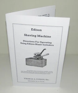 Edison Cylinder Blank Shaving Machine Instruction Manual Reproduction - Picture 1 of 6