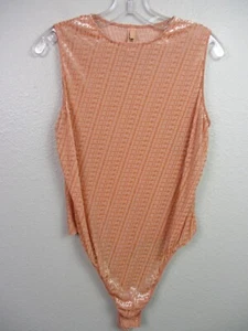 SKIMS Bodysuit Size 2X Pink Sienna Velvet All Over Logo Sheer Sleeveless - Picture 1 of 12