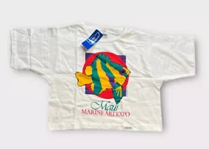 VTG Crazy Shirts Hawaii T-Shirt Women’s S Single Stitch White Crop Top 90s NWT - Picture 1 of 10