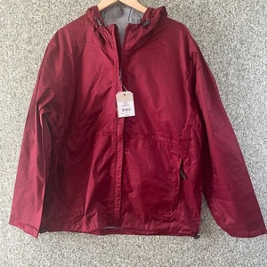 Saddlebred Herren Large Windbreaker Regenmantel rot Kapuze Hoodie Langarm Neu mit Etikett - Bild 1 von 7