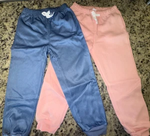 Girls Brand New Size 6 Years ~ 2 Pair of Sweatpants ~ Blue, Pink ~ Elastic Waist - Picture 1 of 2