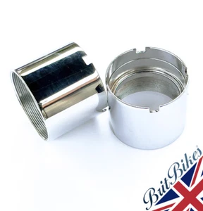 PAIR OF BSA C15 CHROME FORK OIL SEAL HOLDER - MADE IN ENGLAND - 40-5139 - Picture 1 of 4