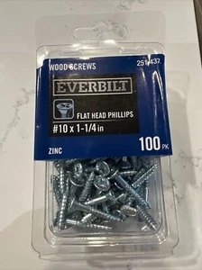 Everbilt #10 x 1-1/4 in. Phillips Flat Head Zinc Plated Wood Screw (100-Pack) - Picture 1 of 2