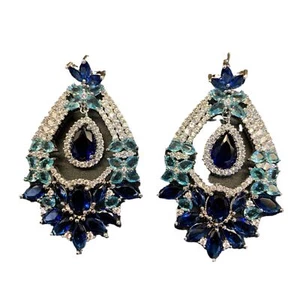 Exquisite tropfenförmige Diamant eingelegte Glas Ohrringe Mode Schmuck Geschenke - Bild 1 von 6