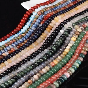 4x6 mm Natürlicher Edelstein Rondell Zwischenring Lose Perlen für Schmuck Herstellung Zum Selbermachen 15 Zoll - Bild 1 von 65