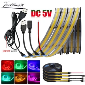 DC 5V LED COB Strip Light USB High Density Linear Lighting 300LED Flexible Tape - Picture 1 of 10