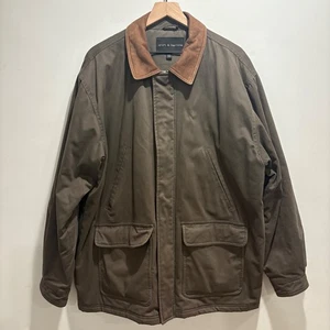 Croft & Barrow Men's L Barn Coat Chore Jacket Plaid Lined Genuine Leather Trim - Picture 1 of 12