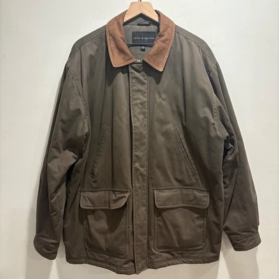 Croft & Barrow Men's L Barn Coat Chore Jacket Plaid Lined Genuine Leather Trim - Image 1 of 4