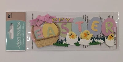RARO Jolee's Feliz Pascua Álbum de recortes Título Adhesivo Cesta Huevos Pollitos Foto 1 de 2