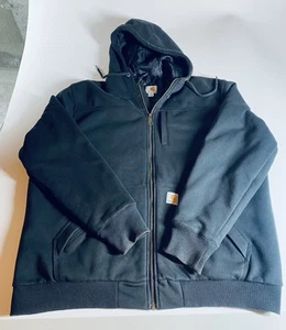 Carhartt Rain Defender Sweatshirt Men XL Black Loose Midweight Lined Full-Zip - Picture 1 of 14