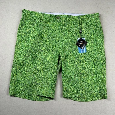 Loudmouth 高尔夫短裤男式 40 全印花草性能弹力聚酯纤维 — 第 1/4 张图片