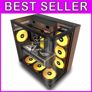 Powerful Gaming PC Case with Three Tempered Glass Panels & Walnut Finish - Afbeelding 1 van 11
