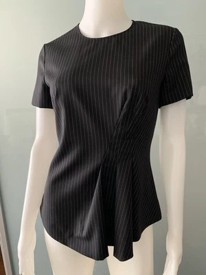 Max Mara в тонкую полоску Virgin шерсти плиссированные верхний размер S/M - Изображение 1 из 4