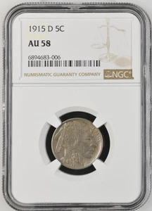 1915 D Buffalo Nickel NGC AU-58 - Picture 1 of 2