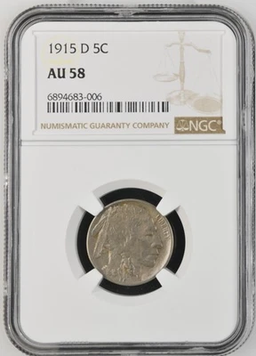 1915 D Buffalo Nickel NGC AU-58 - Image 1 of 2