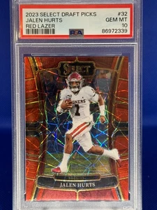 JALEN HURTS 💥PSA 10💥 2023 Select Draft Picks Red Lazer #32 Oklahoma - Picture 1 of 2