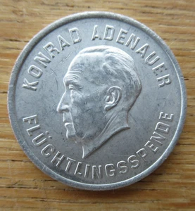 Jeton / Moneda / Di 1 marco / Donación de refugiados de Konrad Adenauer 1953 - Imagen 1 de 2