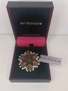 John Richard Brooch. New With Box And Tag ~ 1.75” dia~lovely Christmas sparkler - Picture 1 of 7
