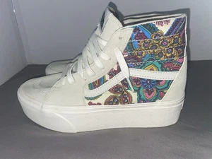 Vans Sk8-Hi Size 9 Women's Tapered Paisley Bloom Turtledove Platform - Picture 1 of 7